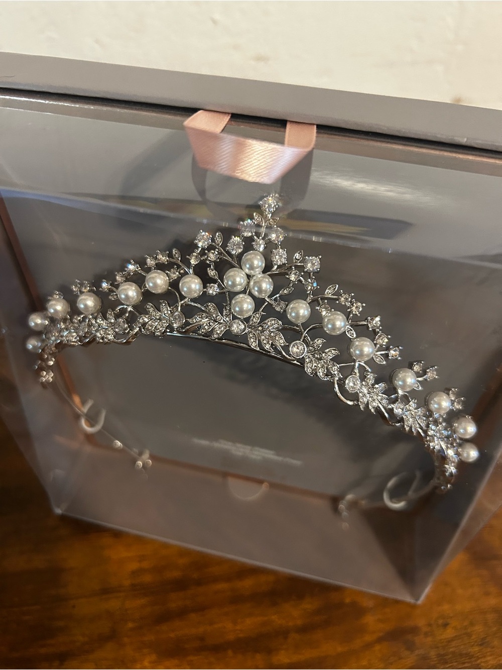 Silver Pearl and Crystal Bridal Tiara
